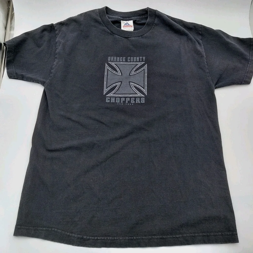 Vtg Y2K Orange County Choppers New York Tee Shirt Mens L Double Sided 2003 Black